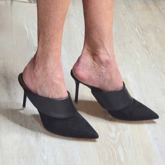 NIB. MALONE SOULIERS 'Tilly' 85 Leather and Suede Mules - Picture 15 of 16